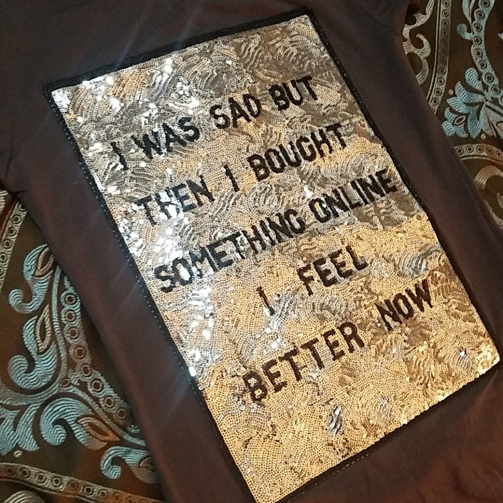 Sequined graphic tee.
